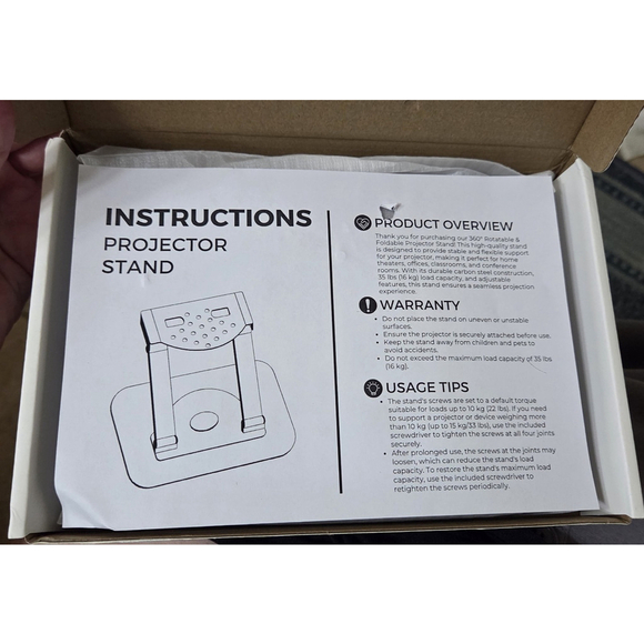 Projector Stand - 35 Lbs Load Capacity, 360° Rotatable & Foldable. - Picture 7 of 9
